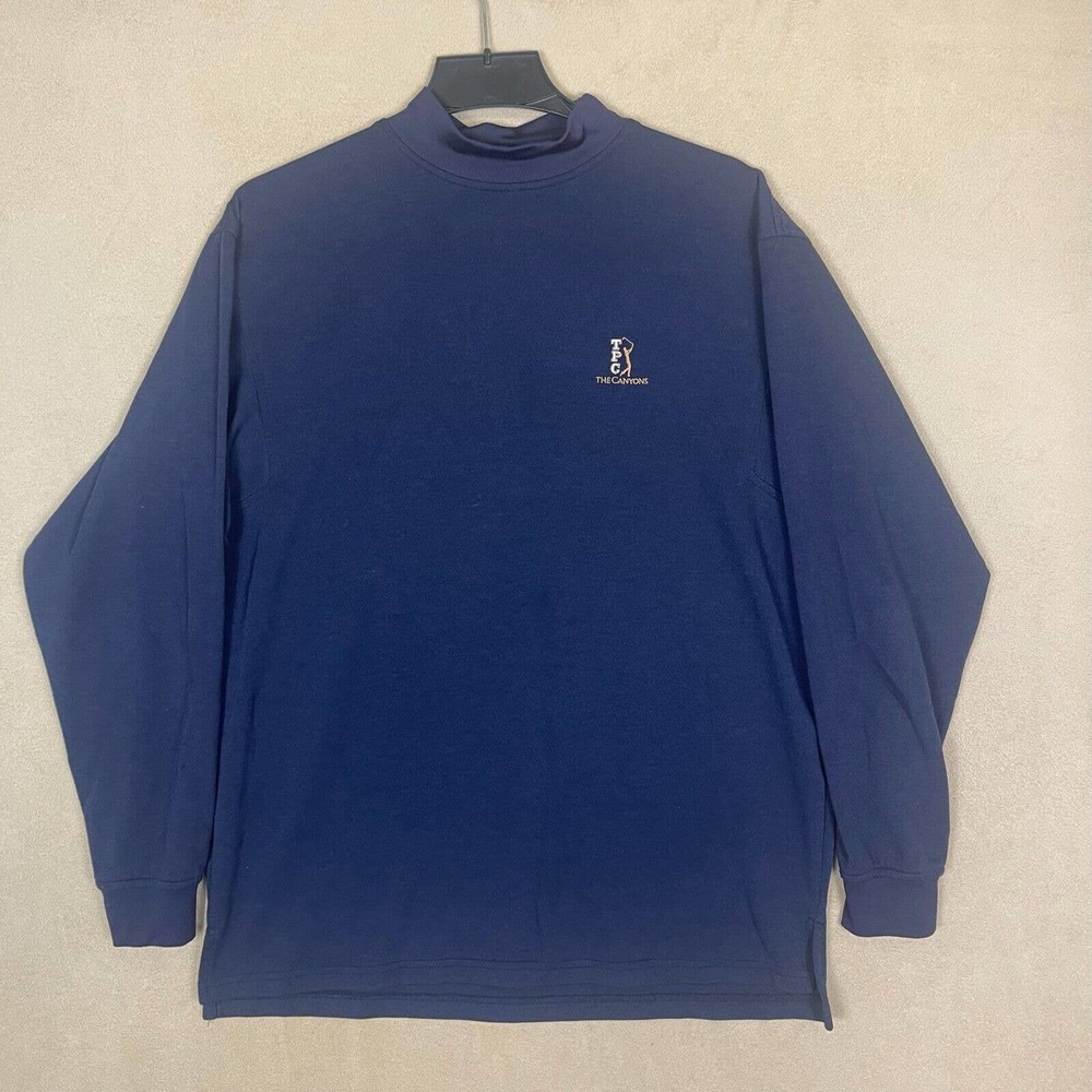 FootJoy TPC Vintage Long Sleeve Pullover Sweatshirt Mens L Blue Embroidered Logo